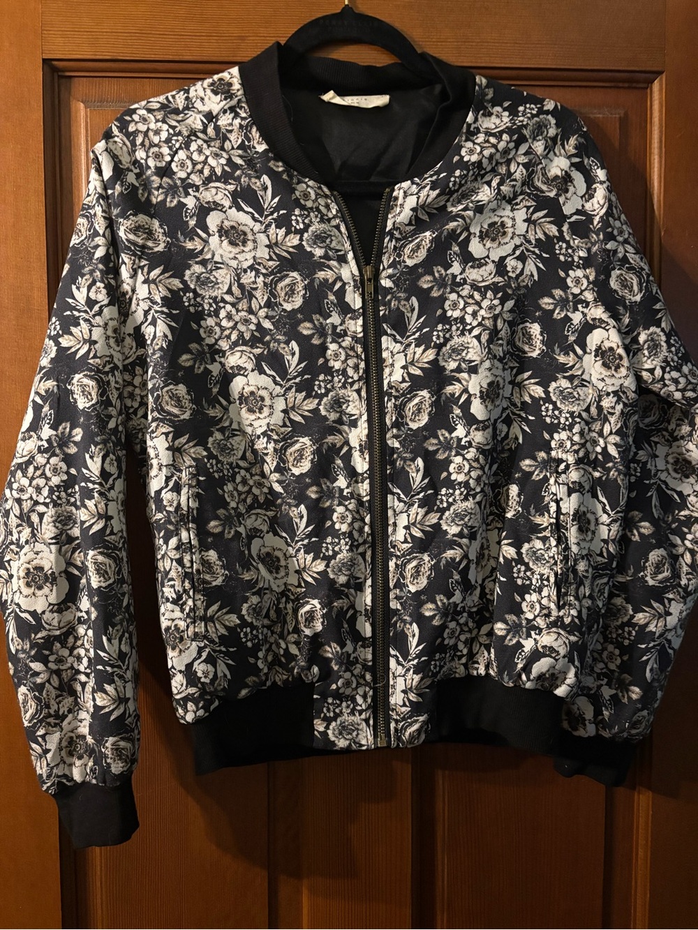 Elodie Black and White Floral Bomber Jacket